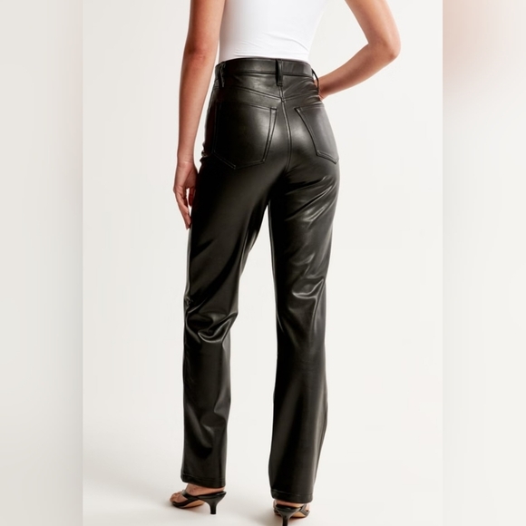 Abercrombie & Fitch High-Rise Vegan Leather Pants EUC 30/10 - 32 Waist 27 Inseam - Picture 6 of 8